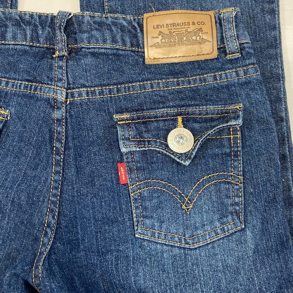 Levi's Low Rise Flared Jeweled Adjustable Waist Denim Jeans Medium Wash 14 Girl - Picture 11 of 14